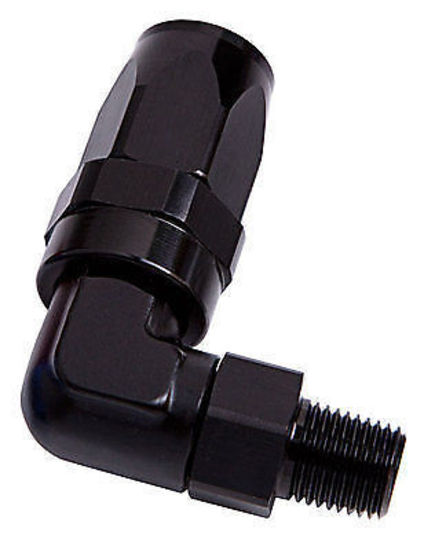 Aeroflow AF829-06-06BLK Male 3/8" NPT 90 Deg to -6AN Black Full Swivel 90 Deg