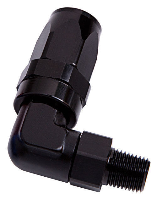 Aeroflow AF829-08-06BLK Male 3/8" NPT 90 Deg to -8AN Black Full Swivel 90 Deg