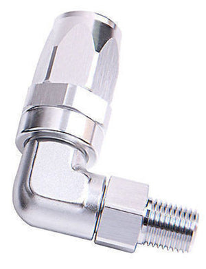 Aeroflow AF829-08-06S Male 3/8" NPT 90 Deg to -8AN Silver Full Swivel 90 Deg