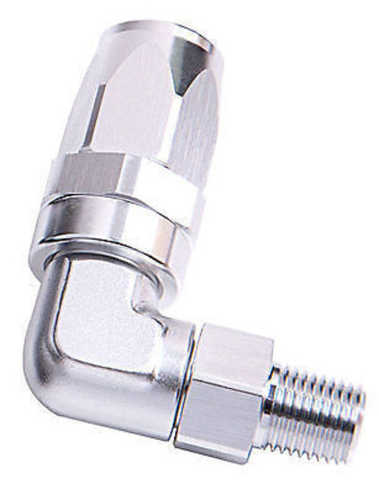 Aeroflow Performance Products AF829-08-06S Male 3/8" NPT 90 Deg to -8AN Silver Full Swivel 90 Deg