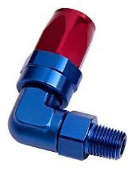 Aeroflow 100 & 450 series braided hose Male 1/2" NPT 90 Deg to -10AN Blue Full Swivel 90 Deg Aeroflow Performance Products AF829-10-08