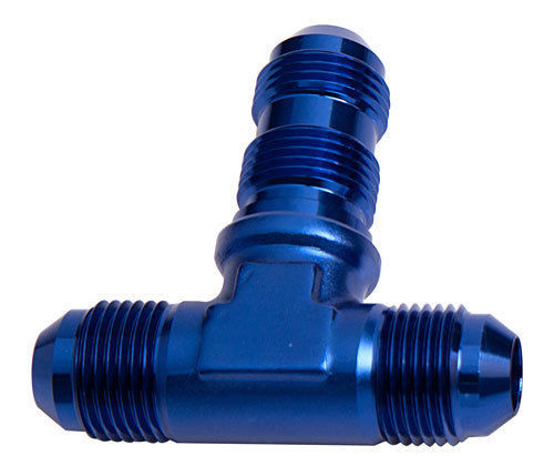 Aeroflow AF834-03 Bulkhead Tee -3AN Blue Bulkhead On Side