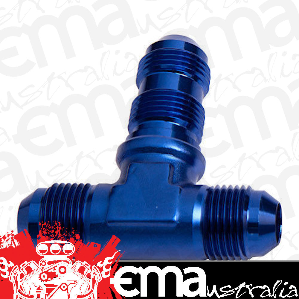 Aeroflow AF834-08 Bulkhead Tee -8AN Blue Bulkhead On Side