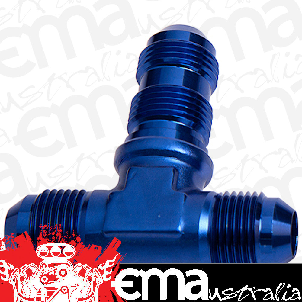 Aeroflow AF834-20 Bulkhead Tee -20AN Blue Bulkhead On Side