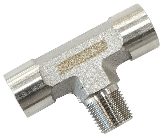 Aeroflow AF835-02SS 1/8" Bspt Female Tee Male Side Stainless Steel Male On Side
