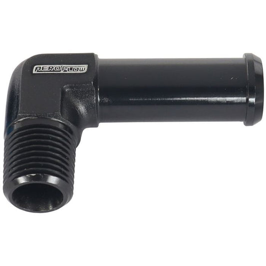 Aeroflow AF842-02-06BLK 45Â° 1/8" Male NPT to 3/8" Barb Black Finish