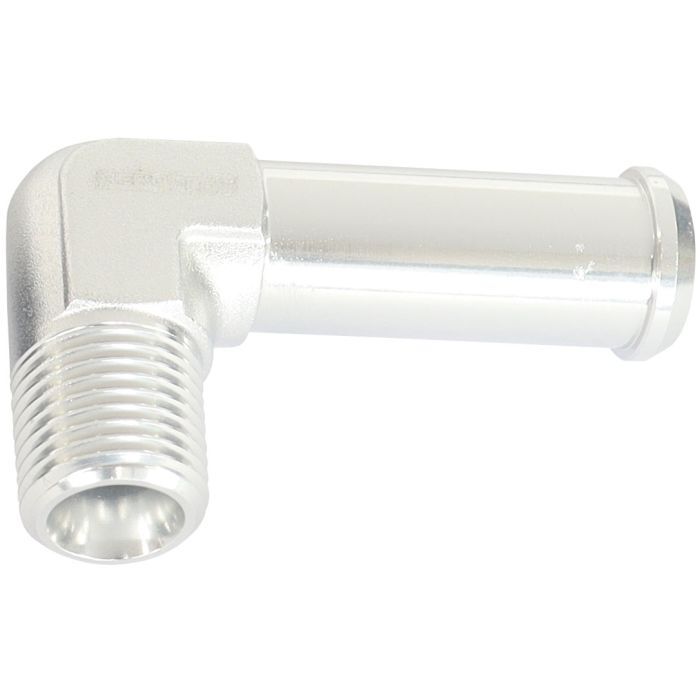 Aeroflow AF842-02-06S 45Â° 1/8" Male NPT to 3/8" Barb Silver Finish