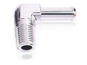 Aeroflow AF842-04S 90 Deg 1/8" NPT to 1/4" Barb Silver 90 Deg Male to Male