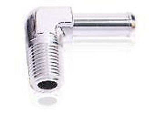 Aeroflow AF842-04S 90 Deg 1/8" NPT to 1/4" Barb Silver 90 Deg Male to Male