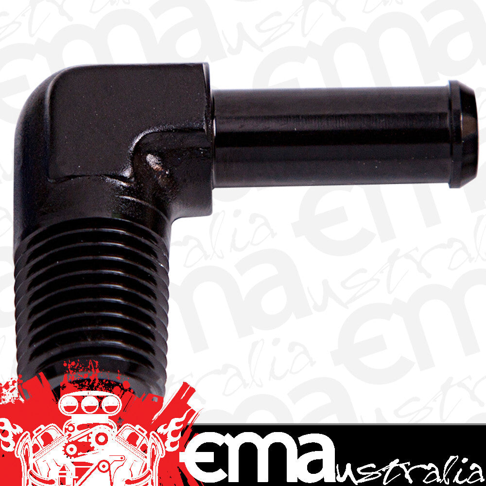 Aeroflow AF842-06-05BLK 90 Deg 3/8" NPT to 5/16" Barb Black 90 Deg Male to Male