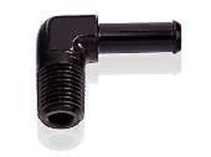Aeroflow AF842-06-06BLK 90 Deg 3/8" NPT to 3/8" Barb Black Male to Male