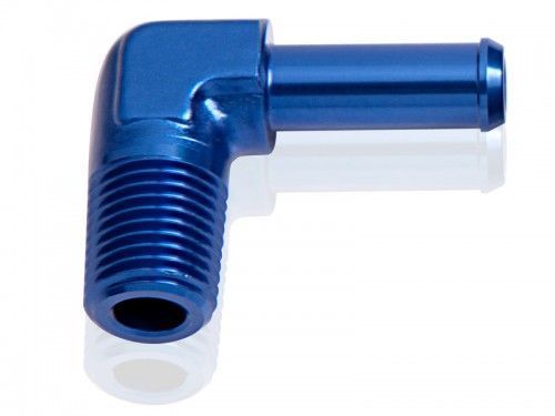 Aeroflow AF842-08 90 Deg 3/8" NPT to 1/2" Barb Blue 90 Deg Male to Male