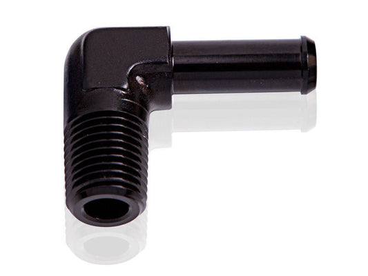 Aeroflow AF842-08BLK 90 Deg 3/8" NPT to 1/2" Barb Black 90 Deg Male to Male