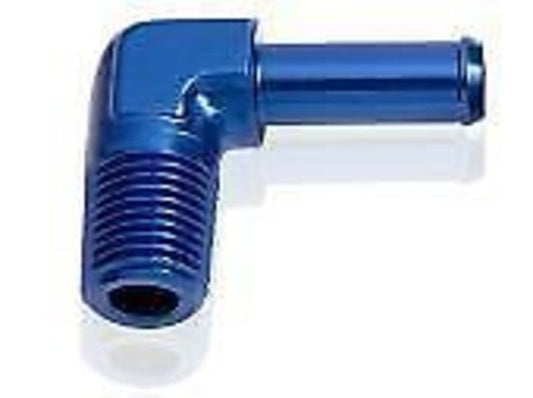 Aeroflow AF842-10 90 Deg 1/2" NPT to 5/8" Barb Blue 90 Deg Male to Male