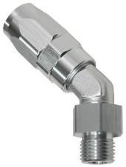 Aeroflow AF844-10-12S 45 Deg -10 Hose to Male -12 Thread Silver