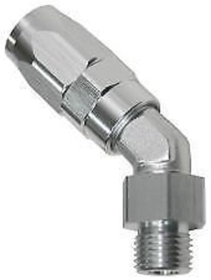 Aeroflow 100 & 450 series braided hose 45 Deg -12 to Male -10 Thread Silver Aeroflow Performance Products AF844-12-10S