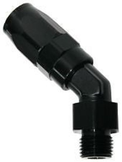 Aeroflow AF844-12-16BLK 45 Deg -16 ORB to -12AN Hose Black Swivel