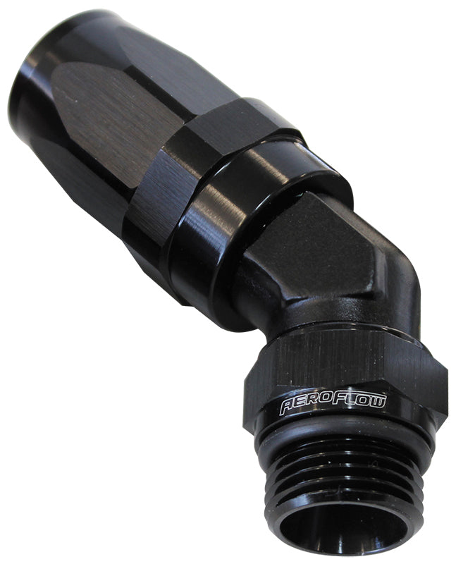 Aeroflow AF844-16-12BLK 45 Deg -12 ORB to -16AN Hose Blue Swivel