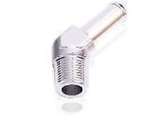 Aeroflow AF845-03-04S 45 Deg 1/8" NPT to 3/16" Barb Silver 45 Deg Male to Male