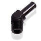 Aeroflow AF845-04BLK 45 Deg 1/8" NPT to 1/4" Barb Black 45 Deg Male to Male