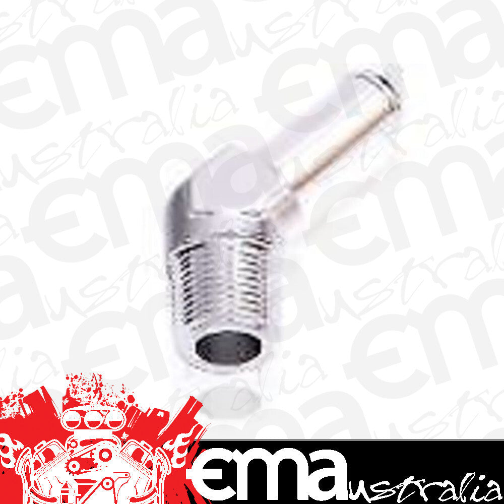 Aeroflow AF845-05S 45 Deg 1/8" NPT to 5/16" Barb Silver 45 Deg Male to Male
