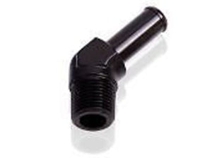 Aeroflow AF845-06-05BLK 45 Deg 3/8"NPT to 5/16" Barb Black Male to Male