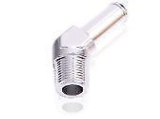 Aeroflow AF845-06-05S 45 Deg 3/8"NPT to 5/16" Barb Silver Male to Male
