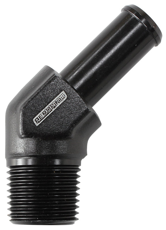 Aeroflow AF845-06-06ANBLK 45 Deg 3/8"NPT to -6 100 / 450Series Braided Hose AN Size