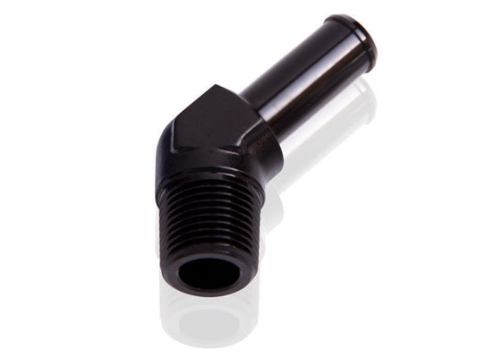 Aeroflow Performance Products AF845-08-12BLK 45 Deg 1/2" NPT to 3/4" Barb Black 45 Deg Male to Male