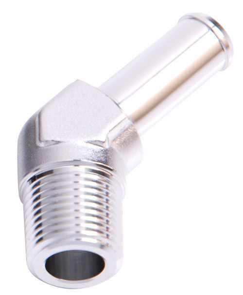 Aeroflow Performance Products AF845-08-12S 45 Deg 1/2" NPT to 3/4" Barb Silver 45 Deg Male to Male