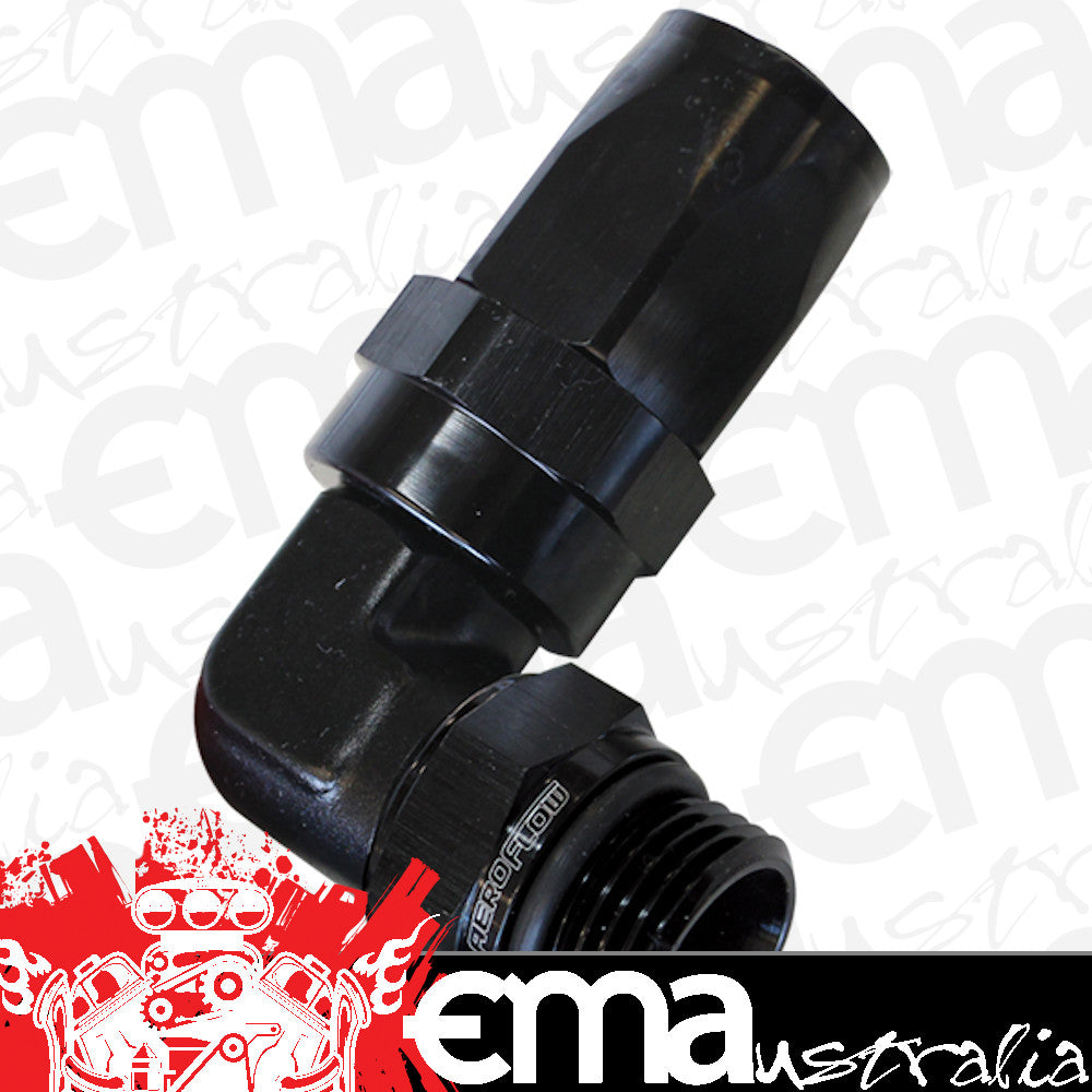 Aeroflow AF849-08-10BLK 90 Deg -8 Hose to Male -10 Thread Black