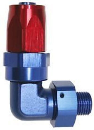 Aeroflow AF849-12-16 90 Deg -16 ORB to -12AN Hose Blue Swivel