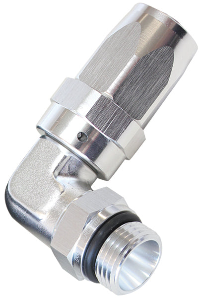 Aeroflow AF849-16-12S 90 Deg -12 ORB to -16AN Hose Silver Swivel