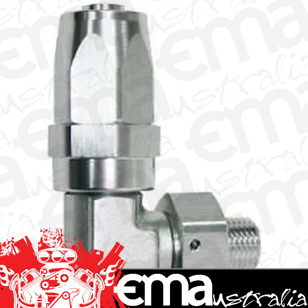 Aeroflow 100 & 450 series braided hose 90 Deg -16 ORB to -16AN Silver Swivel Aeroflow Performance Products AF849-16-16S