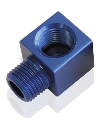 Aeroflow Performance Products AF896-02 90 Deg Male to F/Male 1/8" Blue Adapter Tight Radius