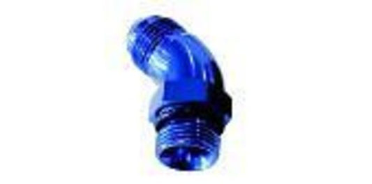 Aeroflow AF902-04 45 Deg -4ORB to -4AN Complete with Jam Nut & O-Ring Blue