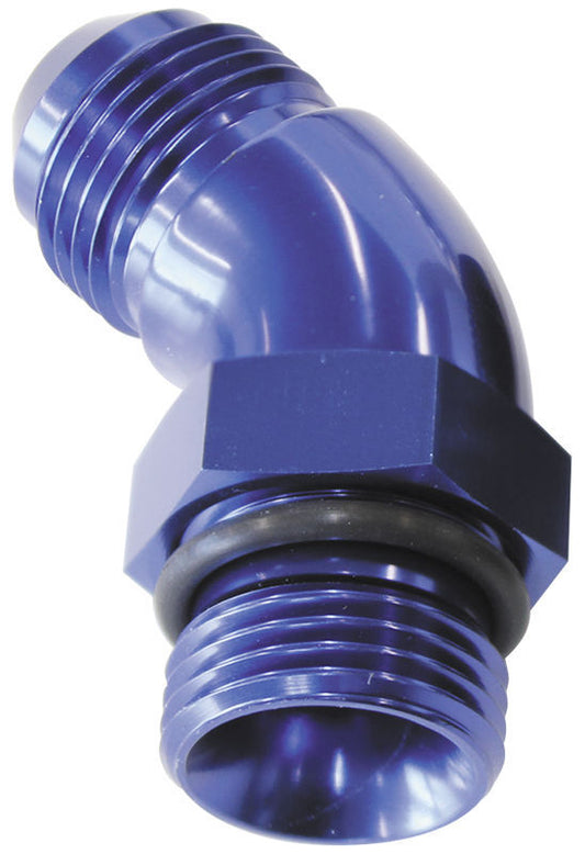 Aeroflow Performance Products AF902-08 45 Deg -8ORB to -8AN Complete with Jam Nut & O-Ring Blue