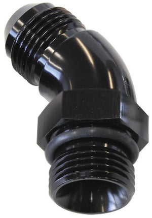 Aeroflow AF902-08BLK 45 Deg -8ORB to -8AN Complete with Jam Nut & O-Ring Black