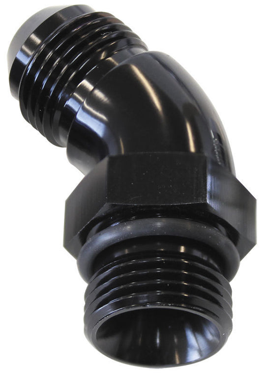 Aeroflow AF902-08BLK 45 Deg -8ORB to -8AN Complete with Jam Nut & O-Ring Black