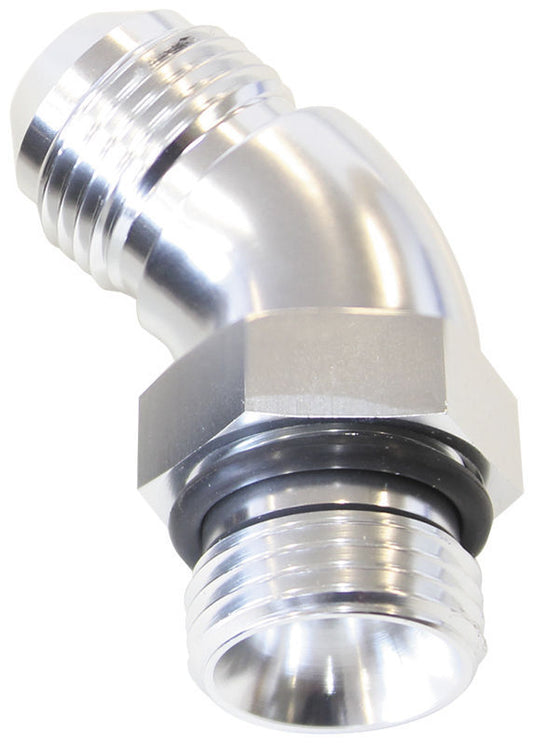 Aeroflow AF902-08S 45 Deg -8ORB to -8AN Complete with Jam Nut & O-Ring Silver