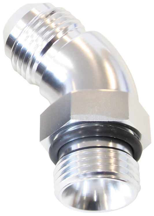 Aeroflow AF902-12-10S 45 Deg -10ORB to -12AN Complete with Jam Nut & O-Ring Silver