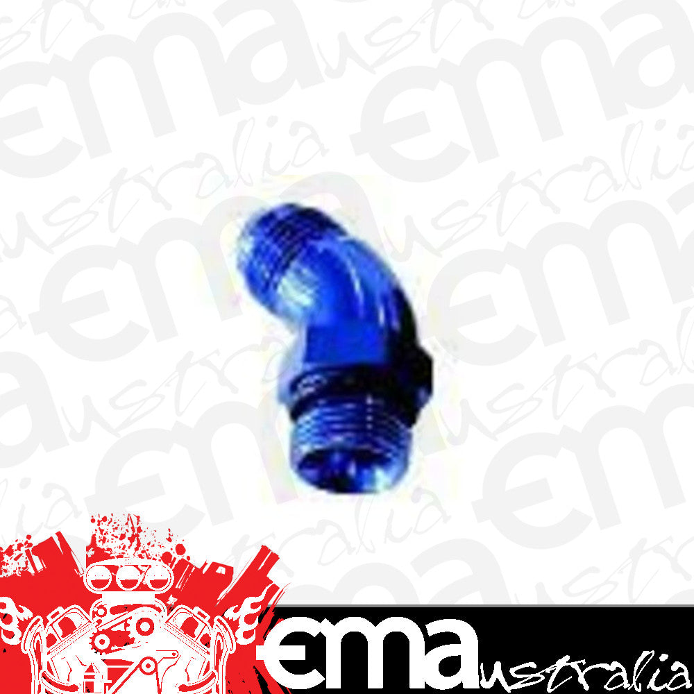 Aeroflow AF902-12 45 Deg -12ORB to -12AN Complete with Jam Nut & O-Ring Blue