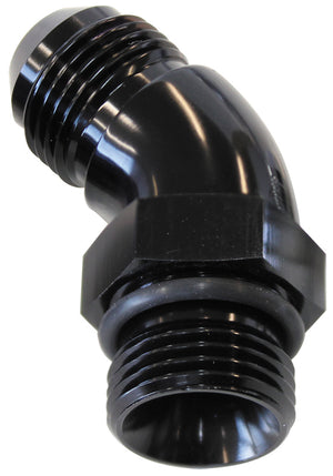 Aeroflow AF902-12BLK 45 Deg -12ORB to -12AN Complete with Jam Nut & O-Ring Black