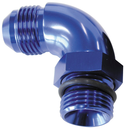 Aeroflow AF903-06-04 90 Deg -4ORB to -6AN Complete with Jam Nut & O-Ring Blue