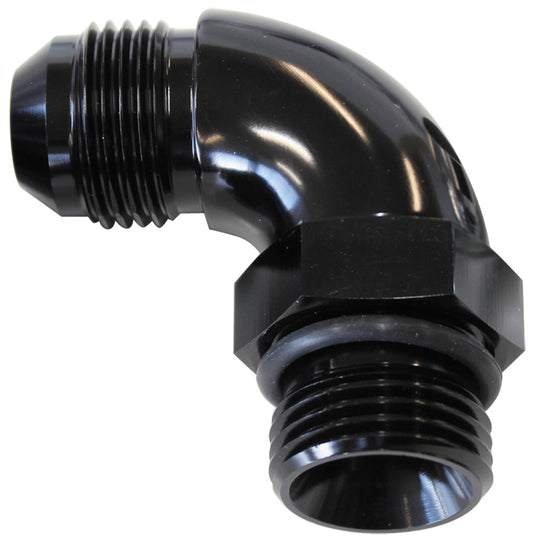 Aeroflow AF903-06-08BLK 90 Deg -8ORB to -6AN Complete with Jam Nut & O-Ring Black