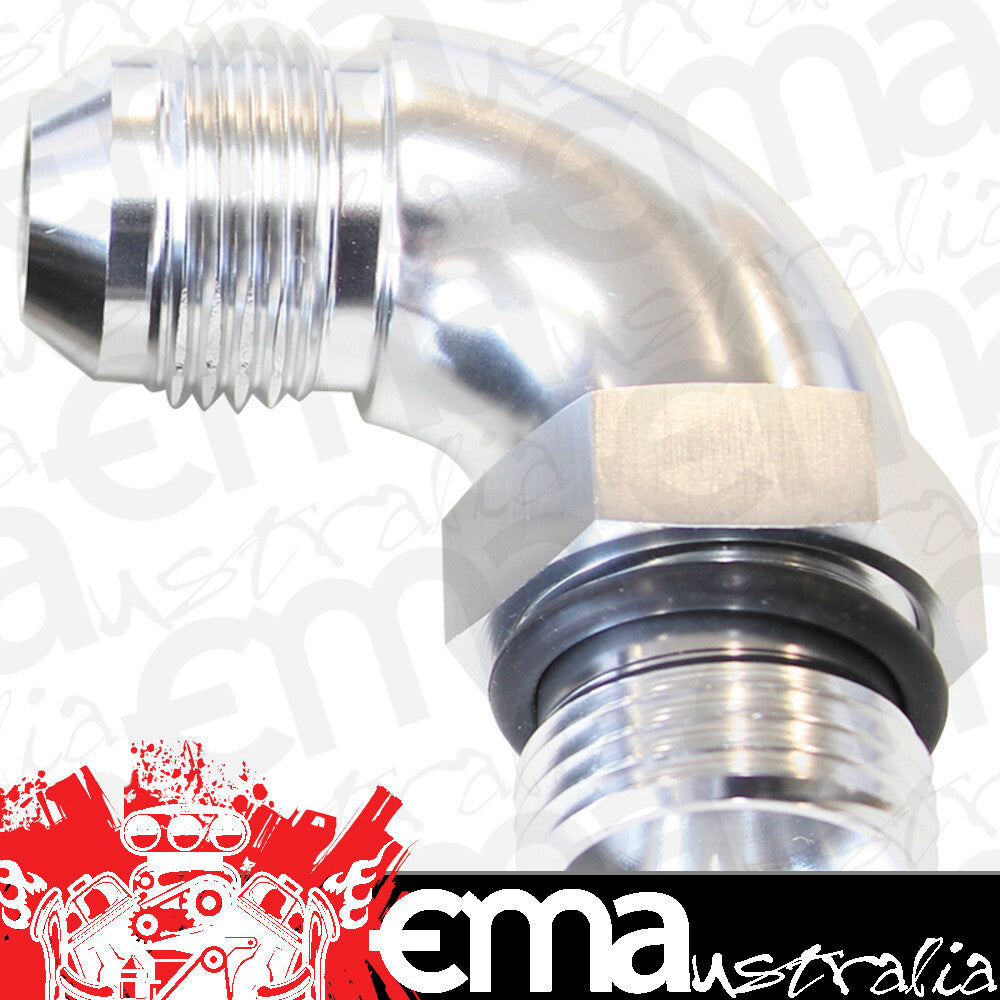 Aeroflow AF903-08-10S 90 Deg -10ORB to -8AN Completewith Jam Nut & O-Ring Silver