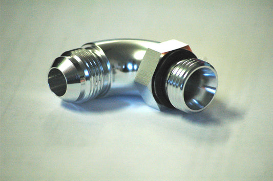 Aeroflow AF903-08S 90 Deg -8ORB to -8AN Complete with Jam Nut & O-Ring Silver