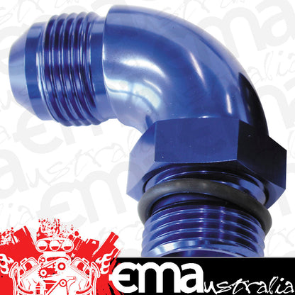 Aeroflow Performance Products AF903-10-08 90 Deg -8ORB to -10AN Complete with Jam Nut & O-Ring Blue