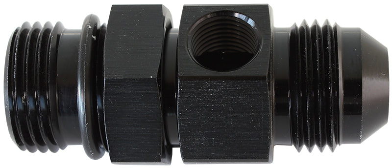 Aeroflow AF904-06BLK -6ORB to -6AN with 1/8" Port Black