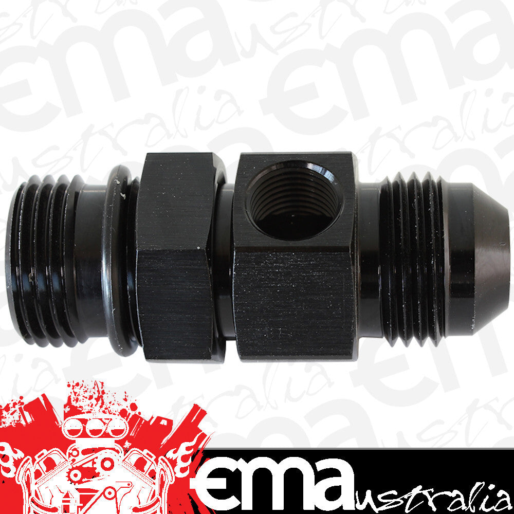 Aeroflow AF904-06BLK -6ORB to -6AN with 1/8" Port Black